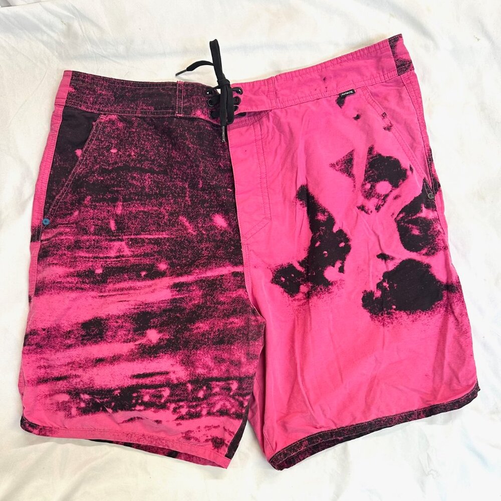 Hurley Vintage Boardshorts Surf Shorts Black Pink 38 Swimwear